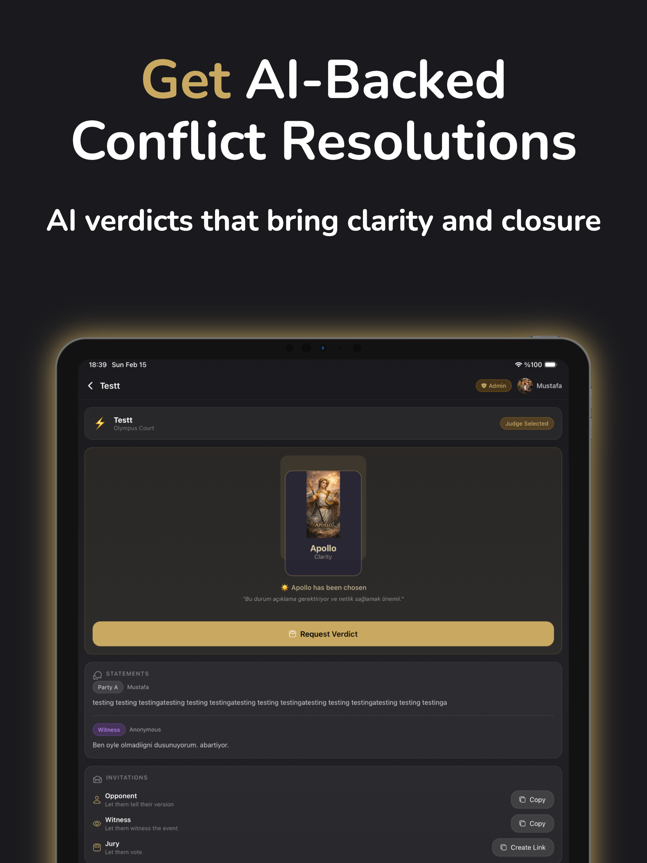 Get Al-Backed Conflict Resolutions - Al verdicts that bring clarity and closure