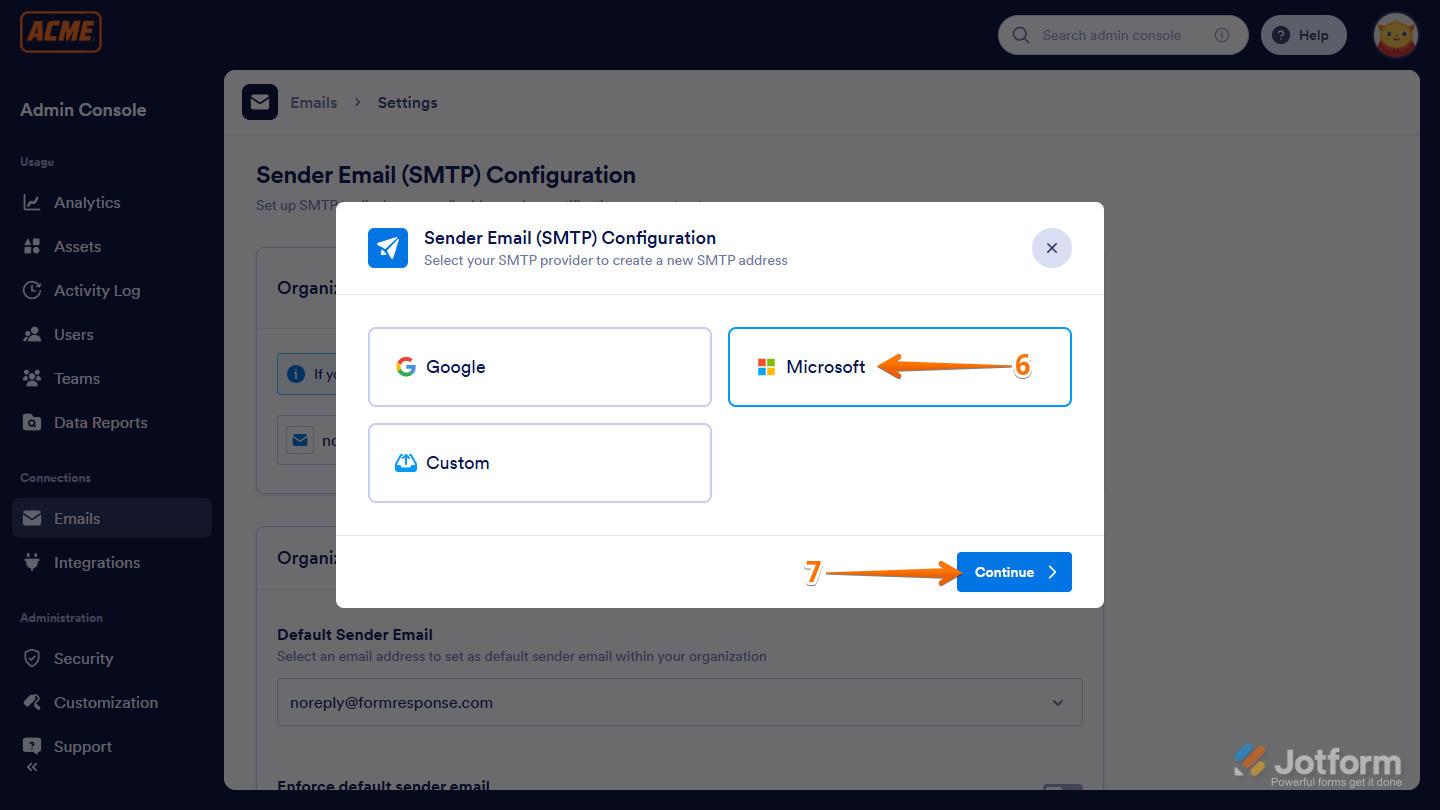 OAuth2 connection wizard for Gmail and Microsoft